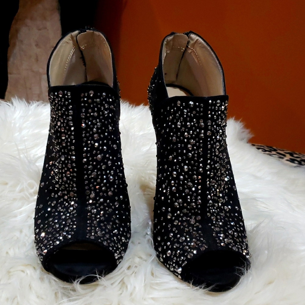 Womens Rhinestone heel booties